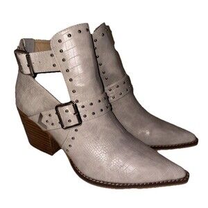 Ladies ARider Girl Emme Studded Gray Faux Croc Western Ankle Bootie Size 8